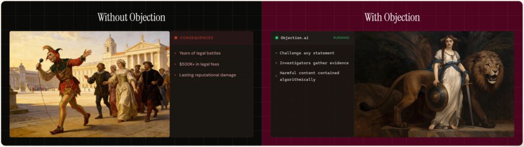 Screenshot dal sito ufficiale di Objection.ai